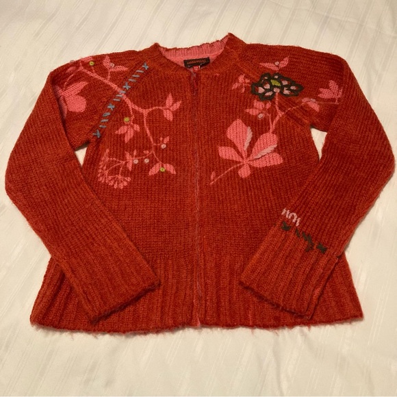 Catimini Girls Wool Blend Zip Front Cardigan Sweater Size 12 - Picture 2 of 8